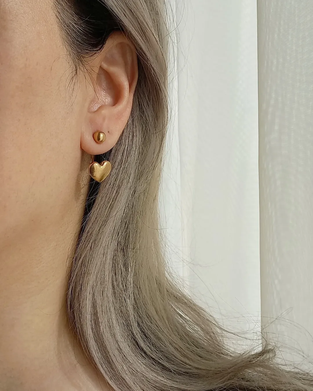 گوشواره قلبی آویز با قفل میخی