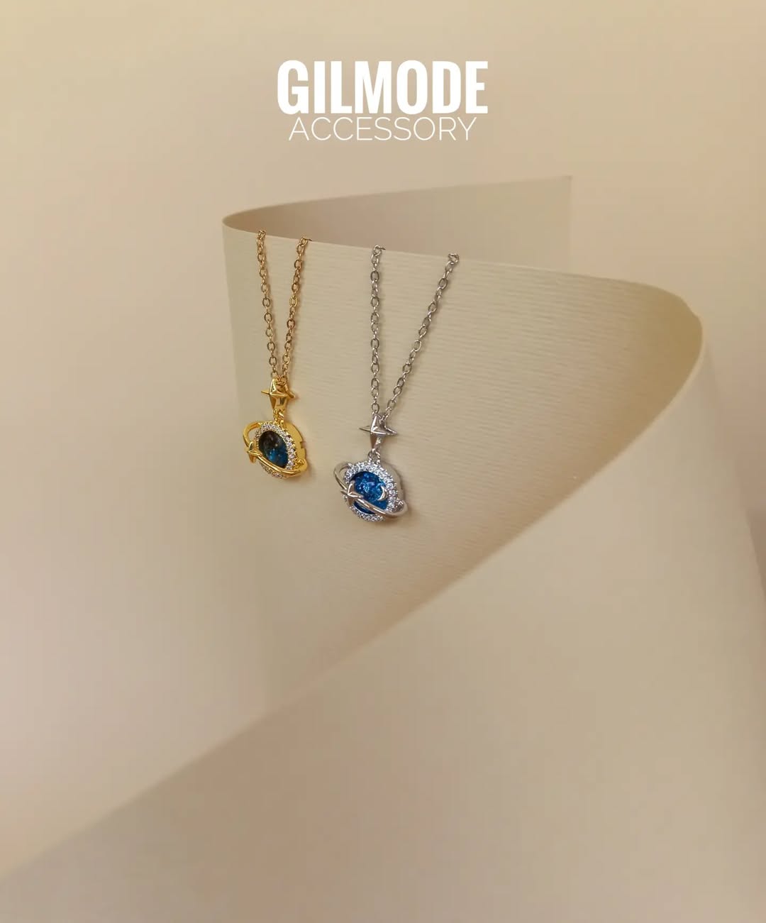 گردنبند زحل استیل رنگ آبی