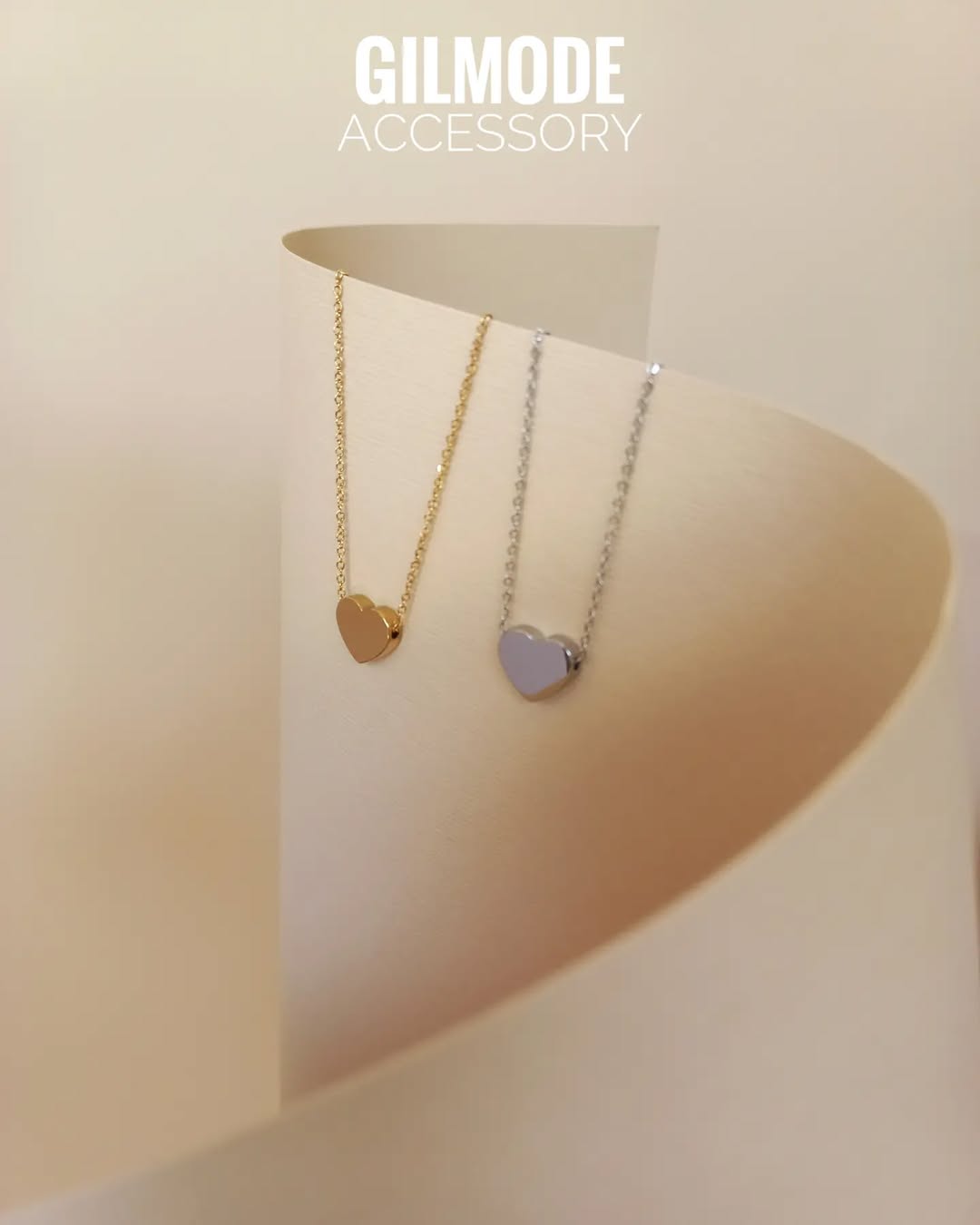 گردنبند قلب سه بعدی سیقلی استیل