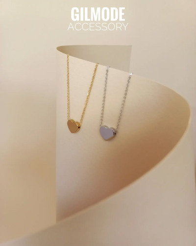 گردنبند قلب سه بعدی سیقلی استیل